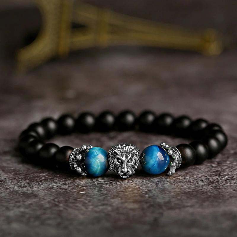 Bracciale con simbolo del leone in pietra di cristallo naturale Olivenorma 