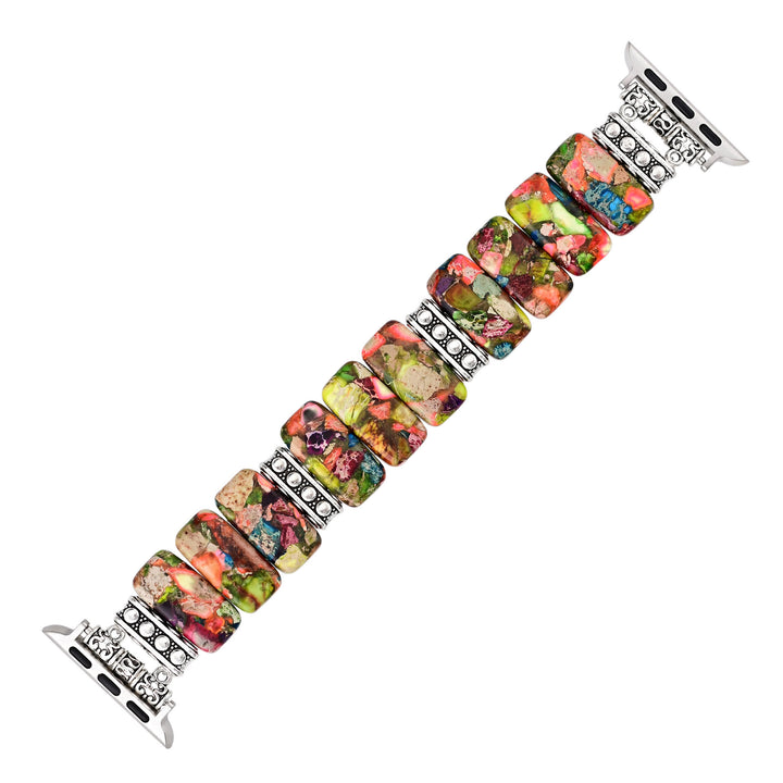 Cinturino elastico rettangolare Olivenorma per Apple Watch in perline color turchese ostrica