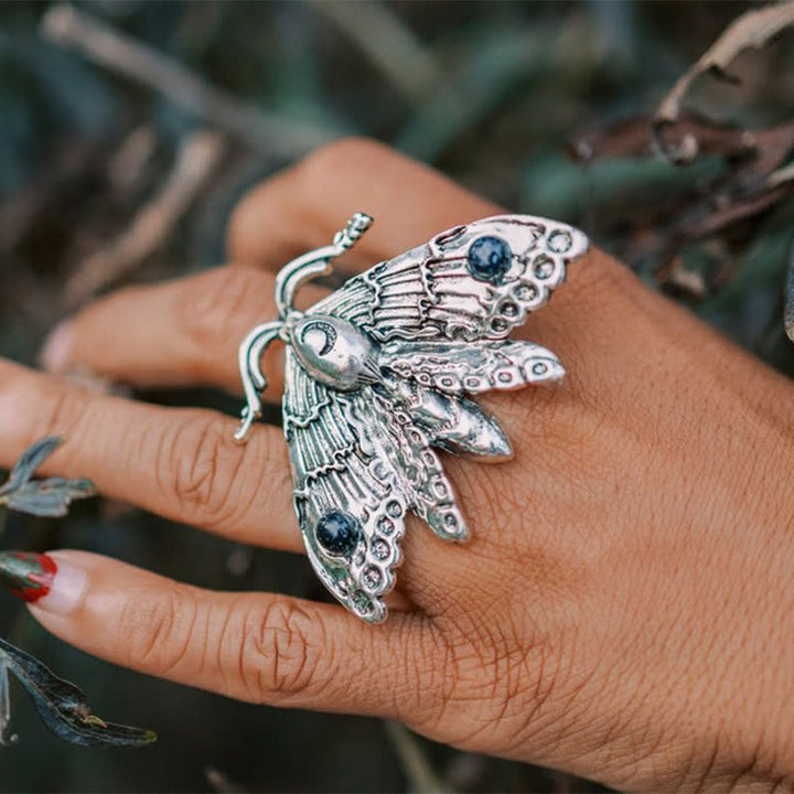 Olivenorma con pietre preziose Luna Moth Anello Strega