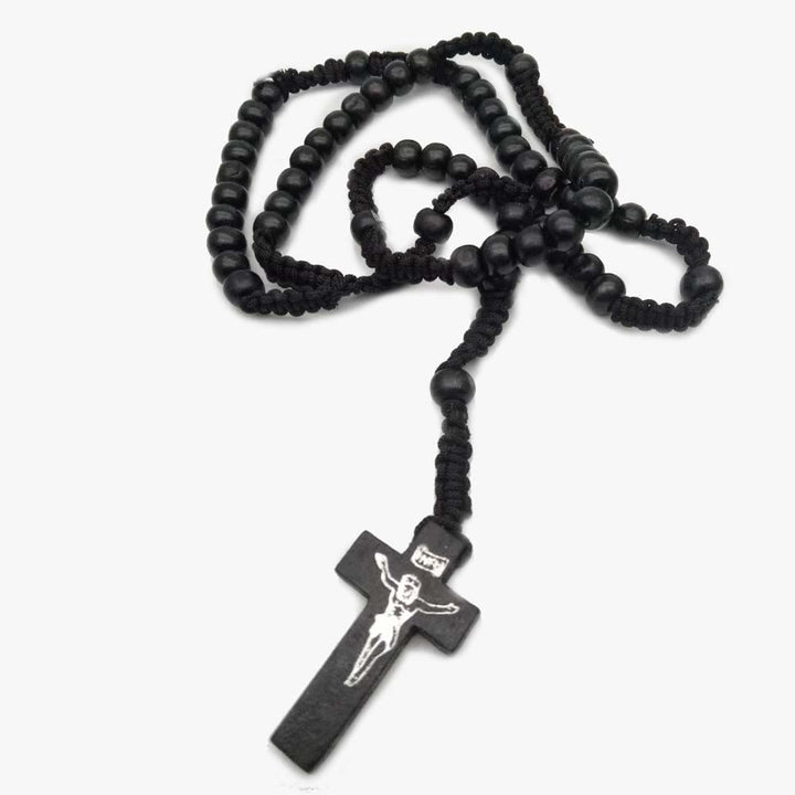 Collana rosario con perline di legno Mala a croce Olivenorma 