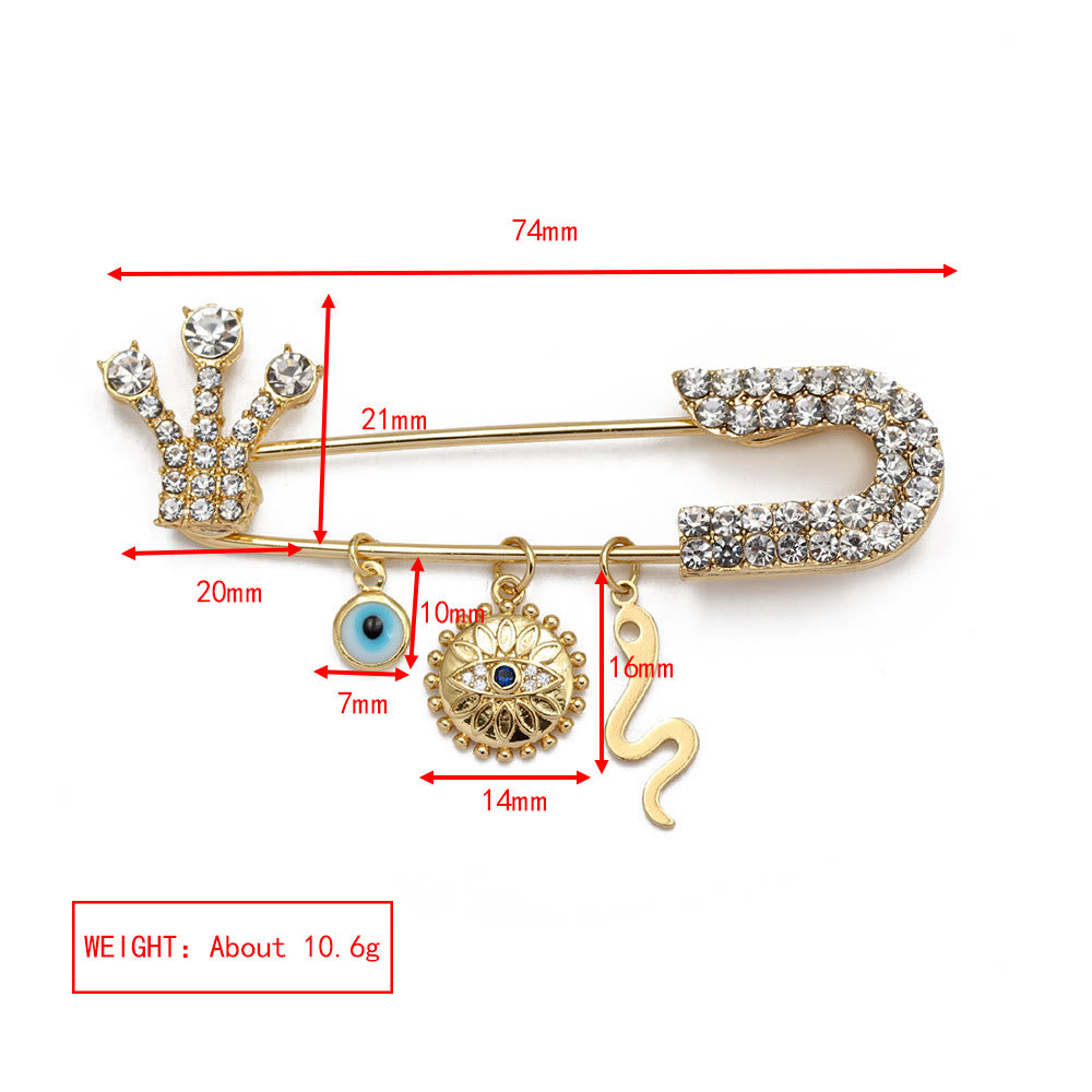 Spilla a forma di cuore con occhio maligno in zircone bianco Olivenorma 