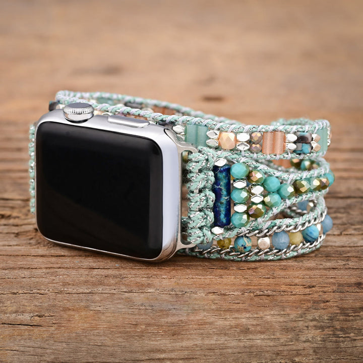 Cinturino per Apple Watch Olivenorma Mint Teal con perline di cristallo 