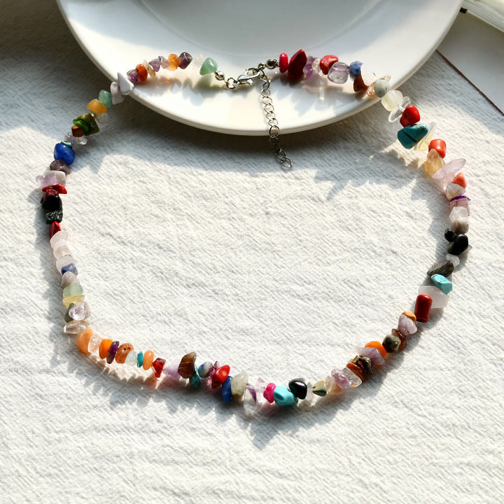 Collana con pietra di cristallo lucidata di forma irregolare Olivenorma