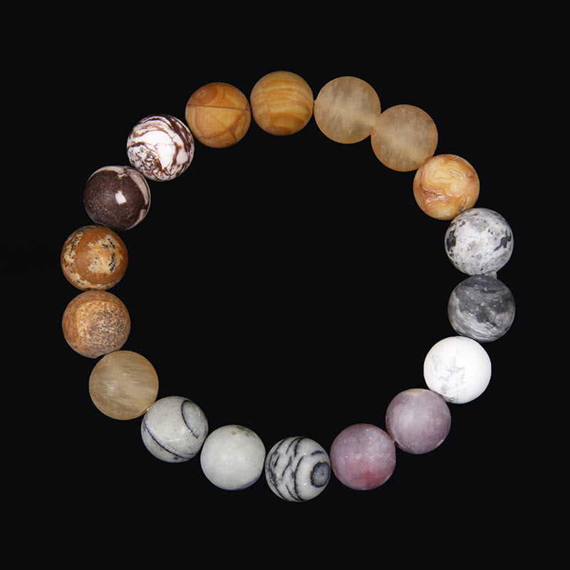 Olivenorma Bracciale Pianeta in Perline Naturali Satinate da 10 mm 