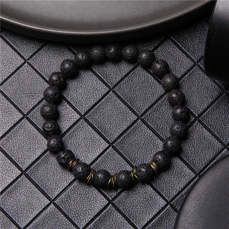 Olivenorma Bracciale Yoga Elasticizzato con Perline in Pietra Naturale Lucida da 8 mm