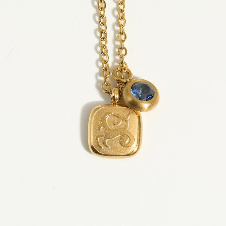 Olivenorma Collana con ciondolo con pietra portafortuna dei dodici mesi dello zodiaco 