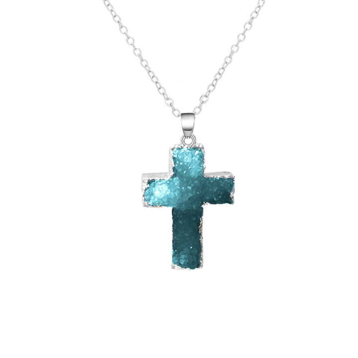 Olivenorma "Healing Heart" Collana con croce e cristallo naturale Reiki