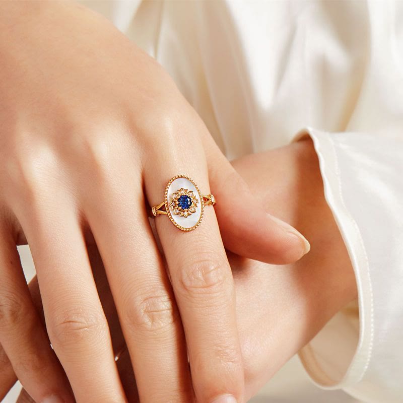 Anello regolabile Olivenorma Nacre Sapphire White Zircon