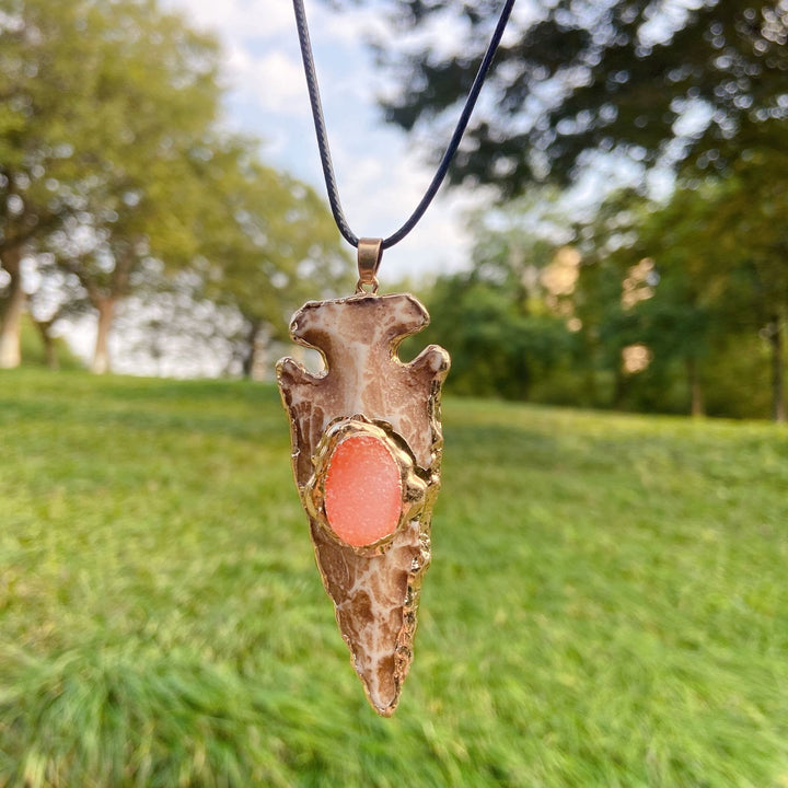 Collana con scudo freccia ancora in cristallo naturale Olivenorma