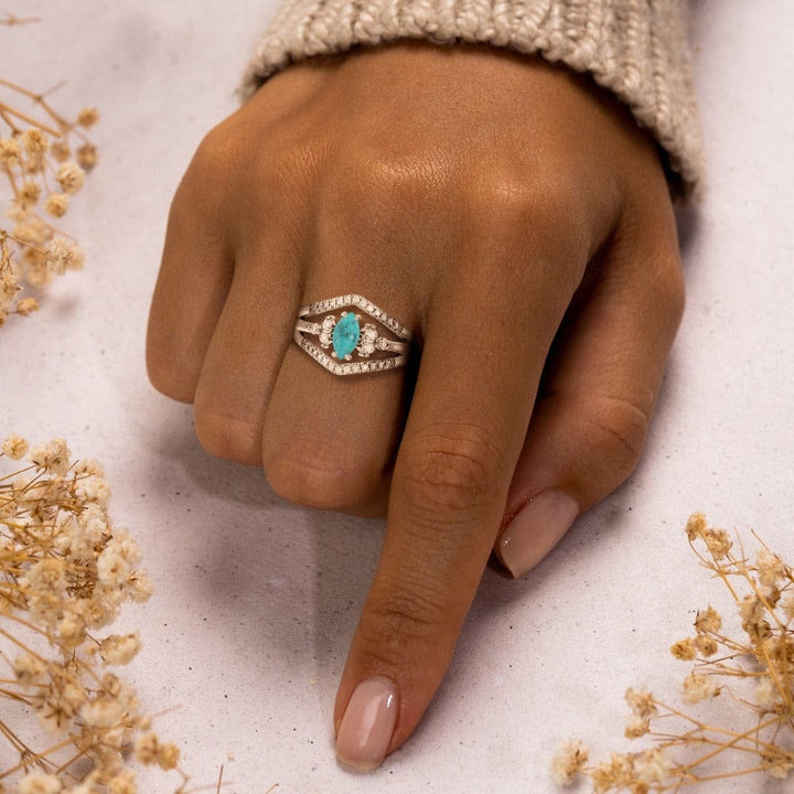 Olivenorma S925 Sterling Silver Turchese Anello in due pezzi