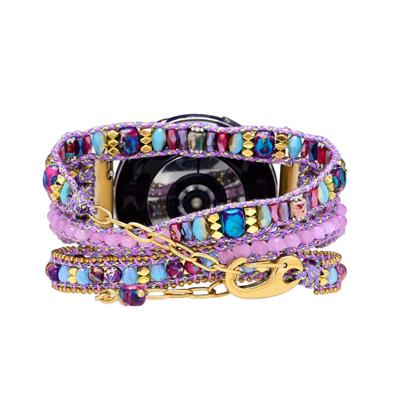 Bracciale Olivenorma con cinturino Samsung intrecciato viola con perline di cristallo 
