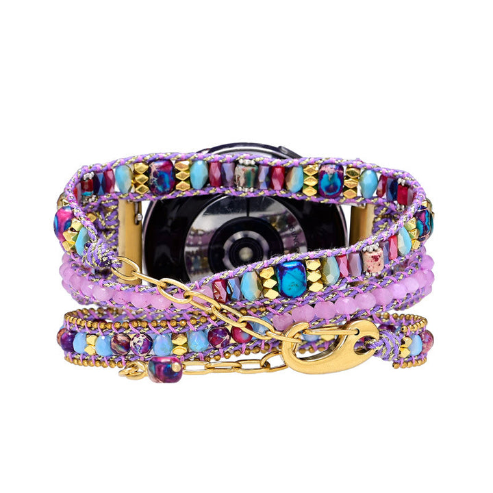Bracciale Olivenorma con cinturino Samsung intrecciato viola con perline di cristallo 