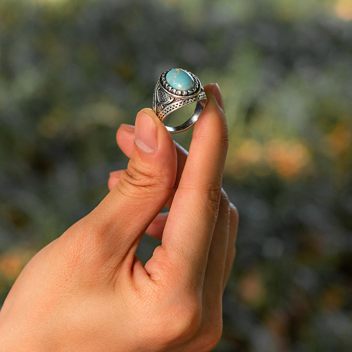 Anello da uomo in argento turchese Olivenorma