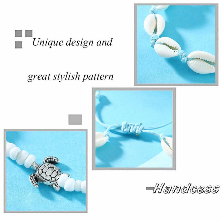 Olivenorma Boho Seashell Alloy Turtle Perline Cavigliera