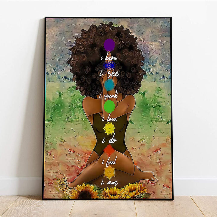 Olivenorma 7 Chakra Donne Yoga Ragazza Meditazione Zen Poster