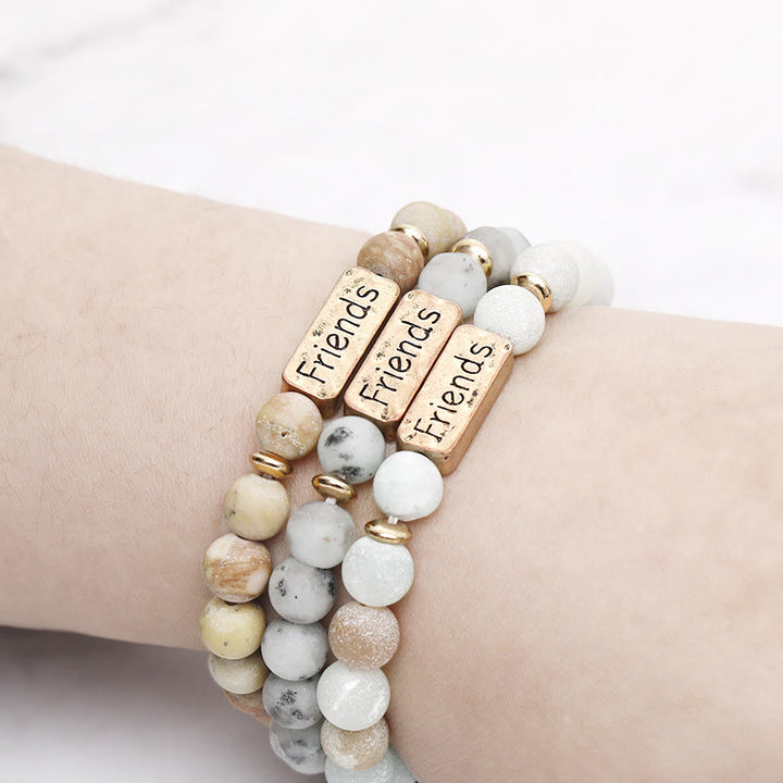 Braccialetto con incisione di amici in pietra preziosa naturale Olivenorma - image 2