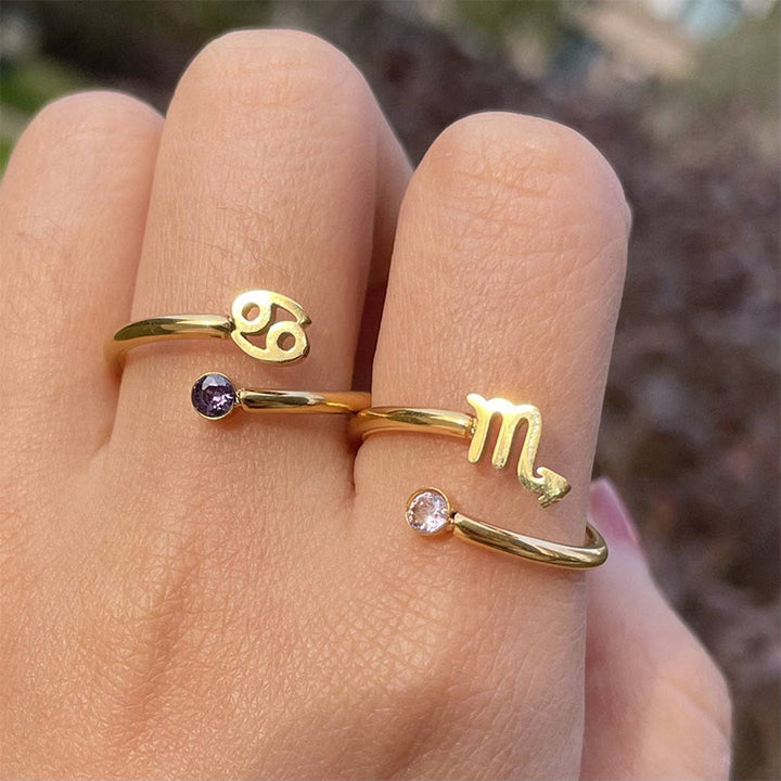 Anello con pietra portafortuna dello zodiaco Olivenorma