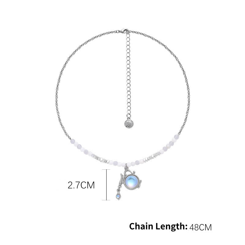 Collana in lega con ciondolo zodiacale in pietra di luna Olivenorma 