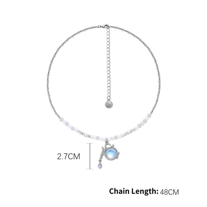 Collana in lega con ciondolo zodiacale in pietra di luna Olivenorma 