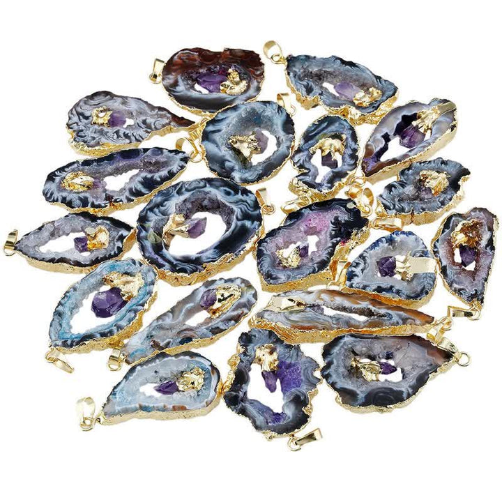 Collana in agata naturale, geode e ametista Olivenorma