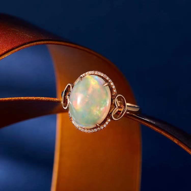 Olivenorma Anello regolabile con design laterale Big Opal Love 