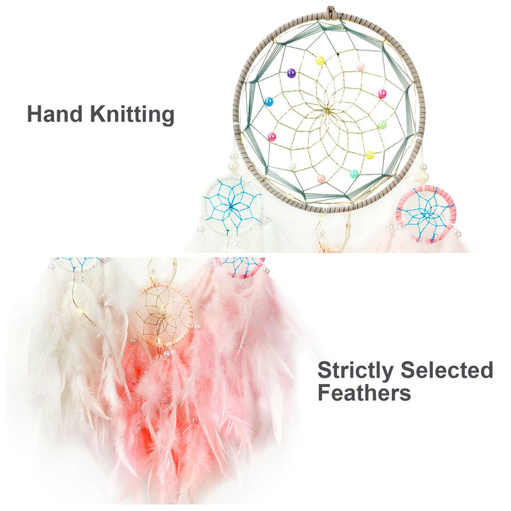 Olivenorma Indian Style Acchiappasogni con tre anelli e piume 