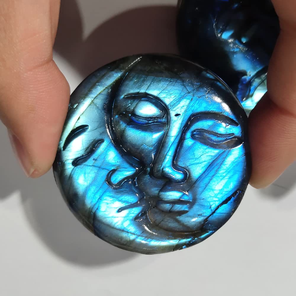 Ornamenti con faccia di luna in labradorite naturale Olivenorma , decorazione con pietre preziose 