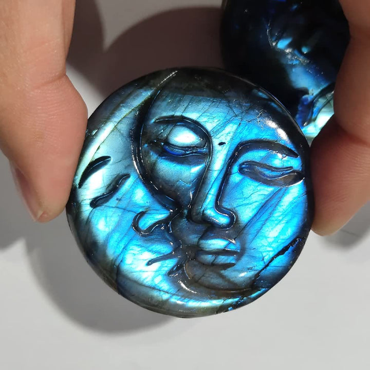Ornamenti con faccia di luna in labradorite naturale Olivenorma , decorazione con pietre preziose 