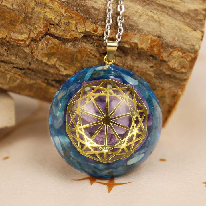 Collana di protezione in quarzo blu Olivenorma con ametista 