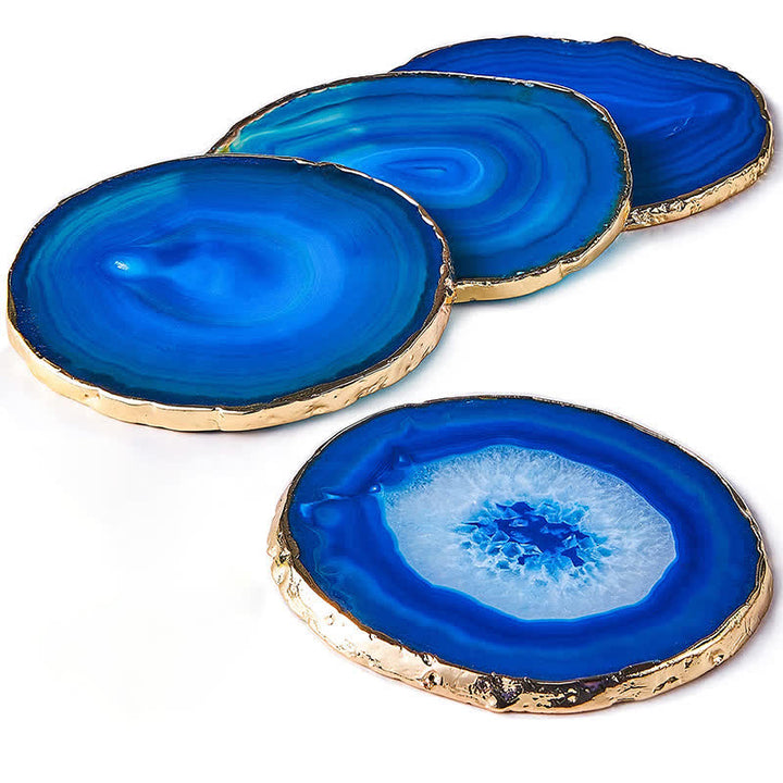 Sottobicchiere Olivenorma in Agata Blu Decorazione con pietre preziose