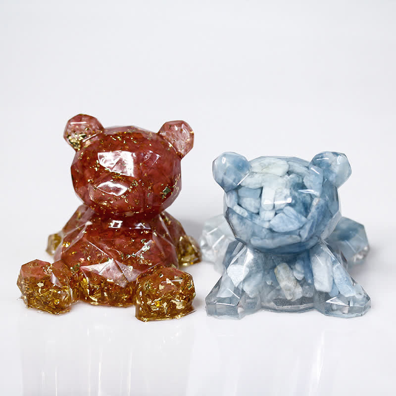 Decorazione con pietra preziosa a forma di orso con specchio di cristallo Olivenorma