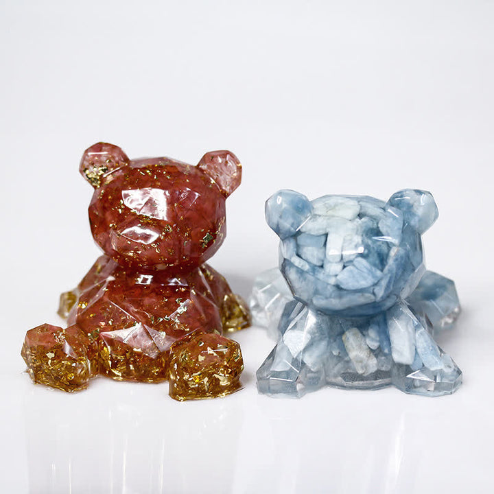 Decorazione con pietra preziosa a forma di orso con specchio di cristallo Olivenorma