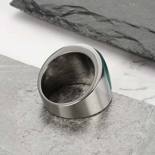 Anello in acciaio al titanio con pietra preziosa naturale Olivenorma