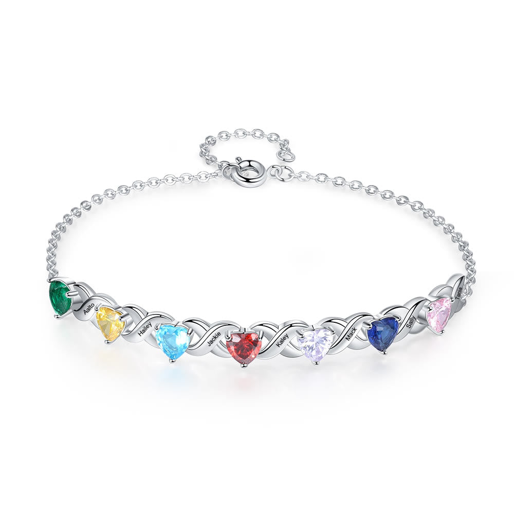 Olivenorma Bracciale personalizzato con pietra portafortuna della mamma inciso