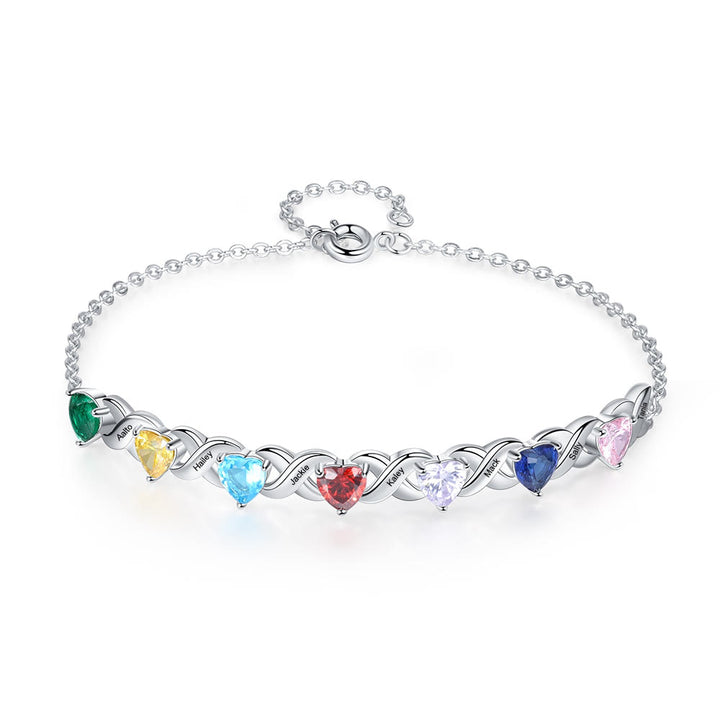 Olivenorma Bracciale personalizzato con pietra portafortuna della mamma inciso