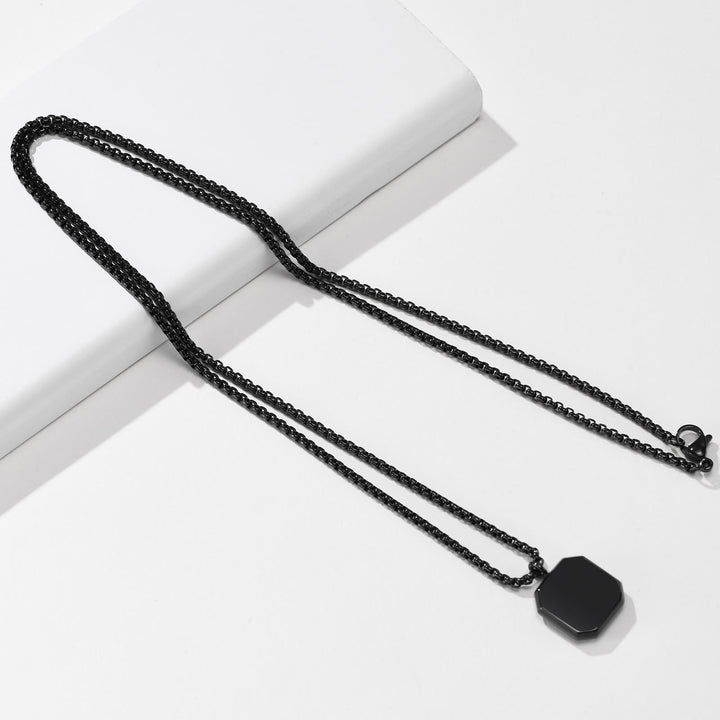 Olivenorma Collana con ciondolo quadrato da uomo con catena lunga per maglione 
