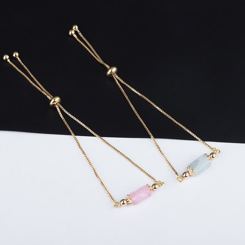 Olivenorma Bracciale a catena in oro con cristalli naturali delicati 