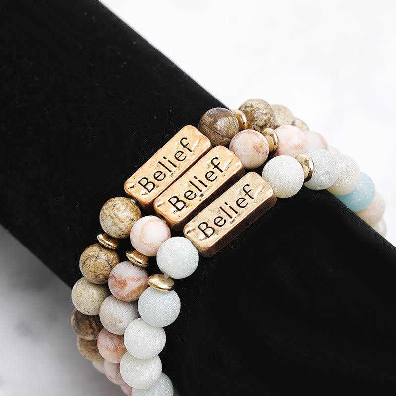 Bracciale con incisione della fede in pietra preziosa naturale Olivenorma