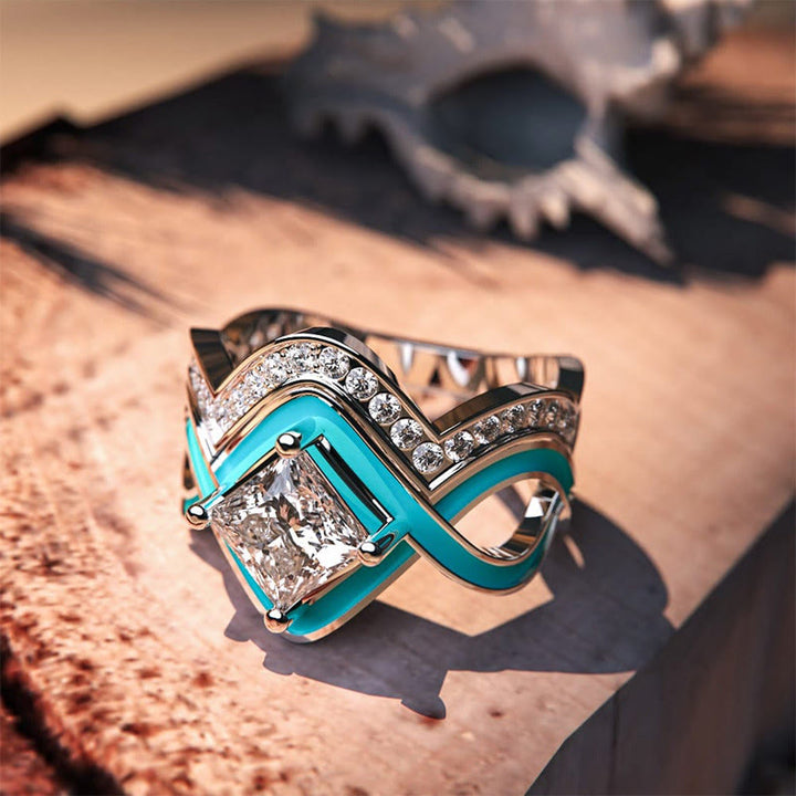 Anello Olivenorma Turchese Ocean Wave