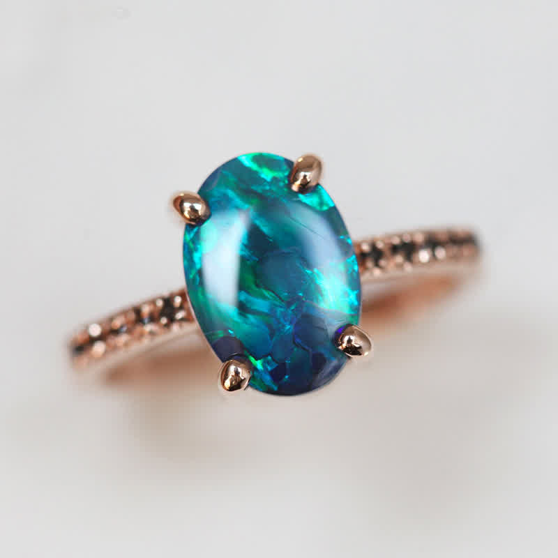 Olivenorma Sapphire con opale - Anello da 3 pezzi