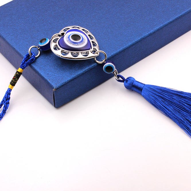Ornamento per auto con nappa blu con occhio malvagio Olivenorma
