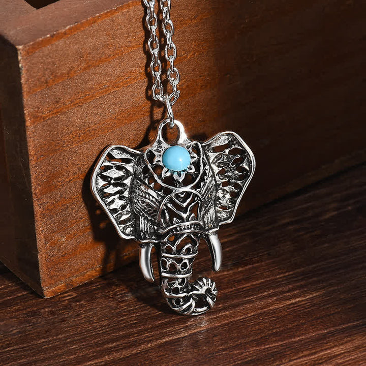 Collana vintage con elefante turchese Olivenorma - Turchese - image 0