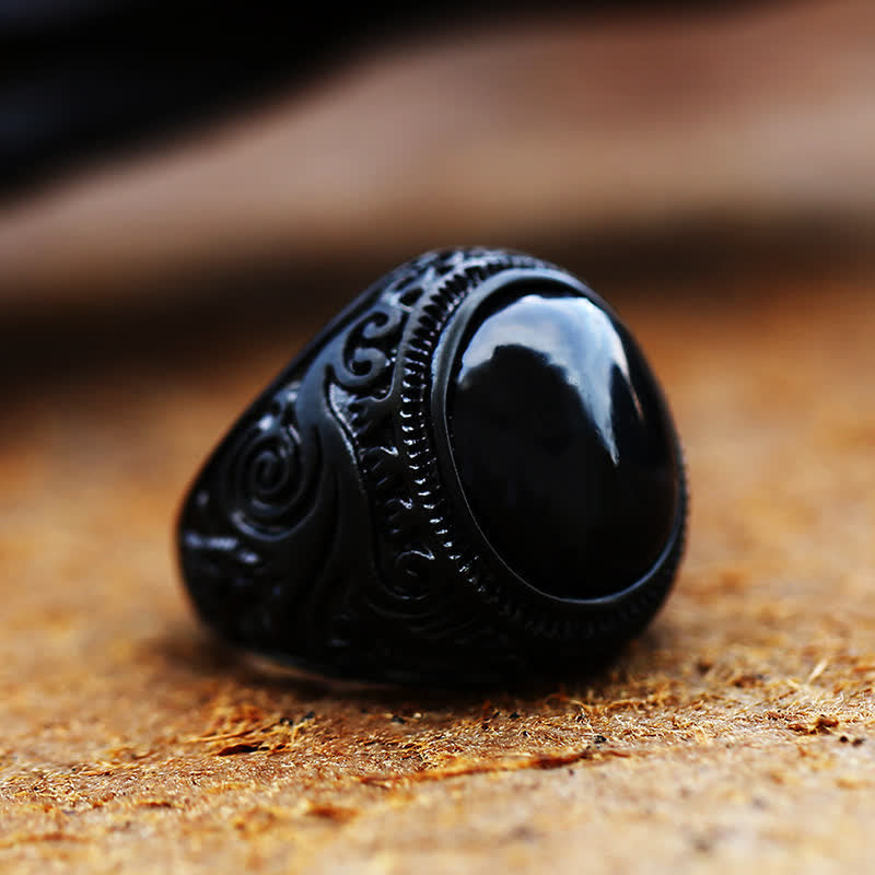 Anello in acciaio inossidabile turchese nero Olivenorma