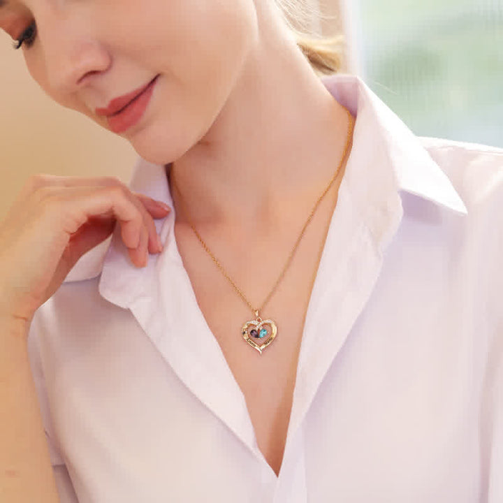 Collana personalizzata e incisa con pietre portafortuna a forma di cuore Olivenorma