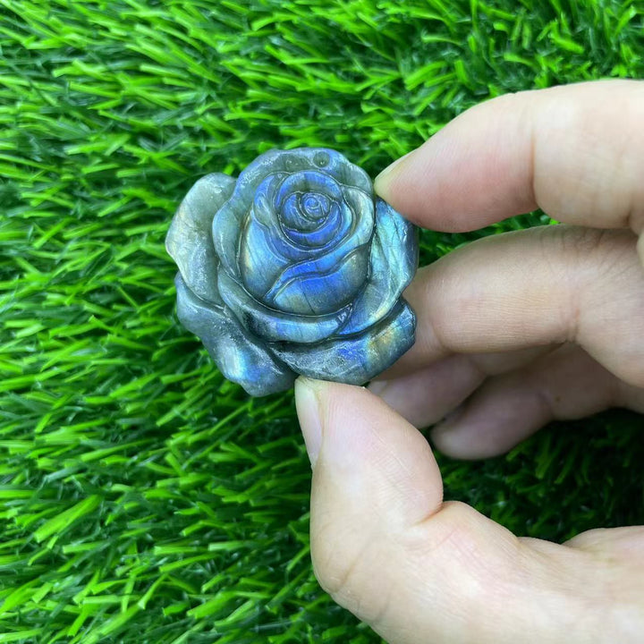 Decorazione per la casa in labradorite naturale Olivenorma con drago volante