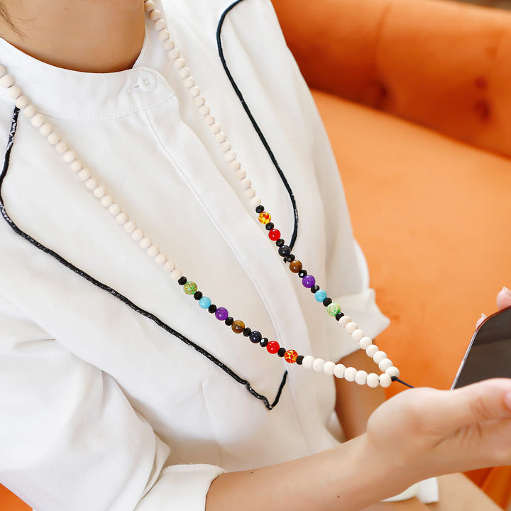 Olivenorma Cinturino per telefono in perline di legno di cristallo naturale