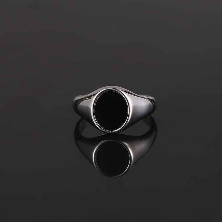 Anello da uomo semplice in ossidiana ovale