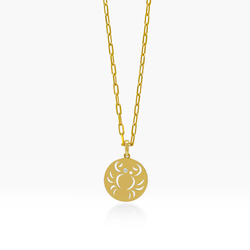 Collana Olivenorma in acciaio inossidabile con cerchio vuoto in zircone bianco e zodiaco 