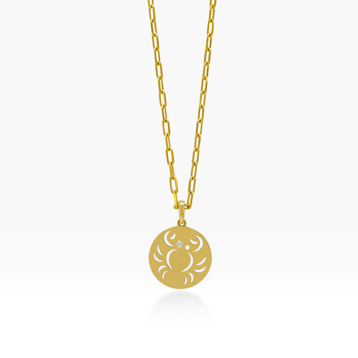 Collana Olivenorma in acciaio inossidabile con cerchio vuoto in zircone bianco e zodiaco 