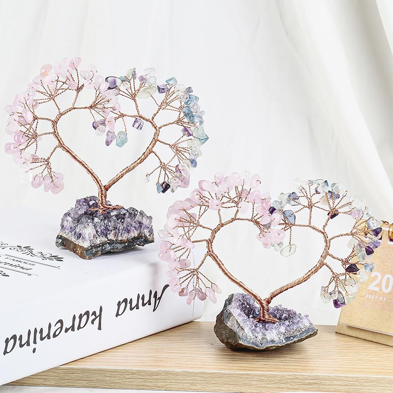 Pietra di cristallo naturale Amore Feng Shui Albero
